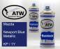 Preview: Mazda, Newport Blue Metallic, KP / 1Y: 400ml Sprühdose + 400ml Klarlack - Set, von ATW Autoteile West.